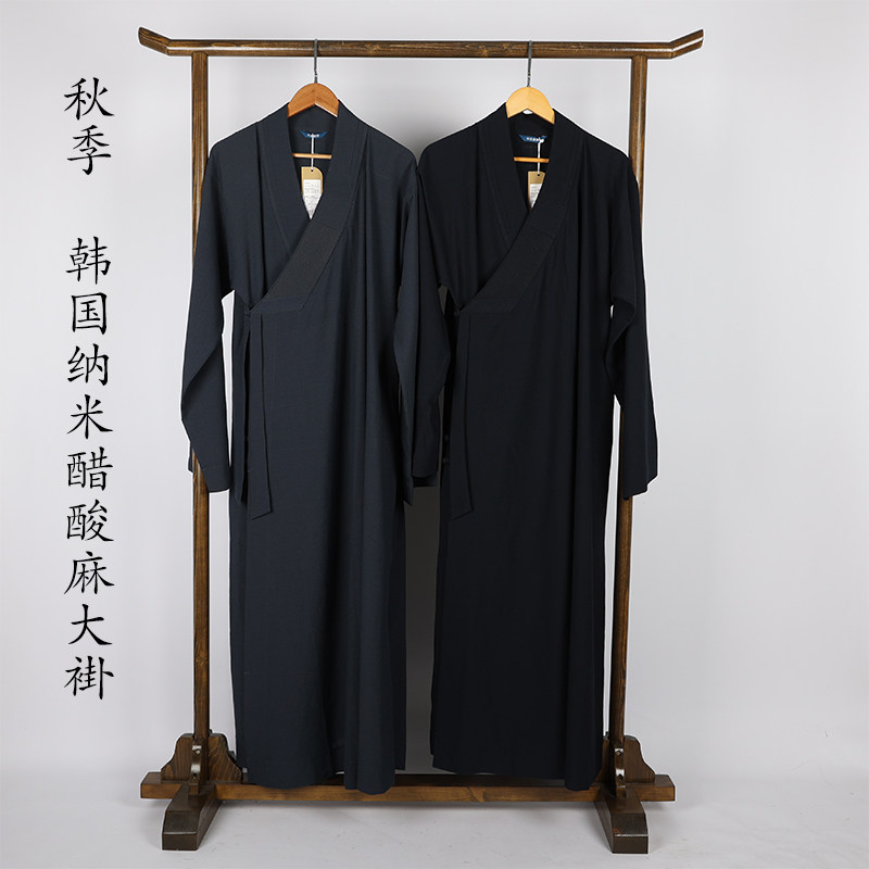 菩提僧服春秋僧衣韩国纳米醋酸麻大褂出家人僧服抗皱长褂和尚长衫