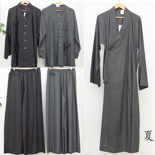 芭黎僧服夏季 短褂出家师父和尚衣服僧侣大褂小褂棉纱透气男女长褂