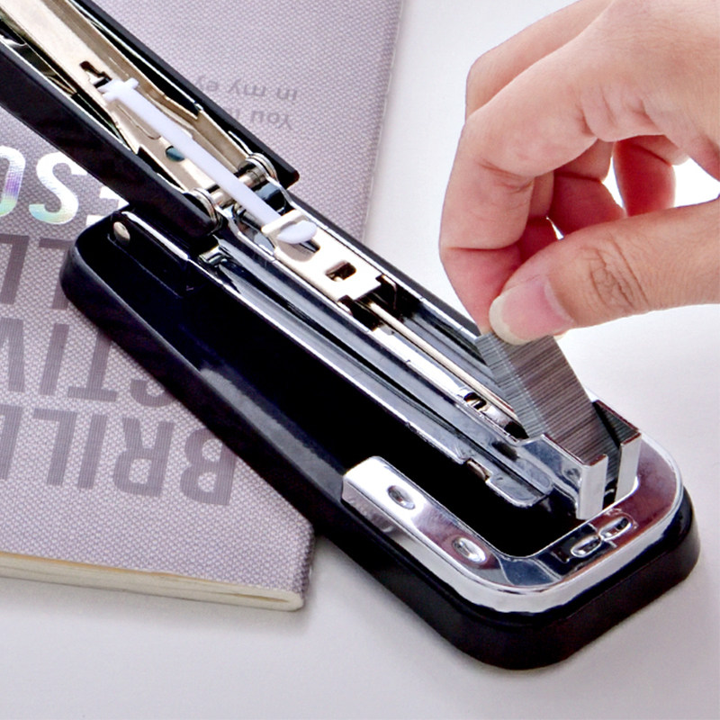 DELI 0414 초등학생을 위한 센터 솔기 스테이플러 중형 제본기 회전식 중철 스테이플러 25매 스테이플러