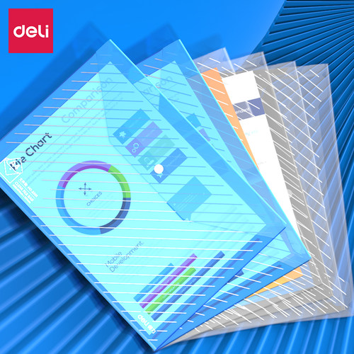 得力PPA4文件袋按扣式条纹