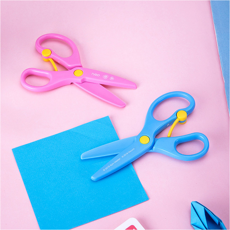 델리 초등학생 가위 유치원 플라스틱 손수 만든  어린이 종이 자르기 손이 다치지 않고 안전하게 둥근 머리