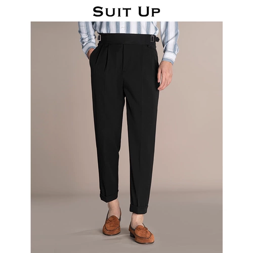 Штаны, мужской трендовый осенний пиджак классического кроя, высокая талия, облегающий крой