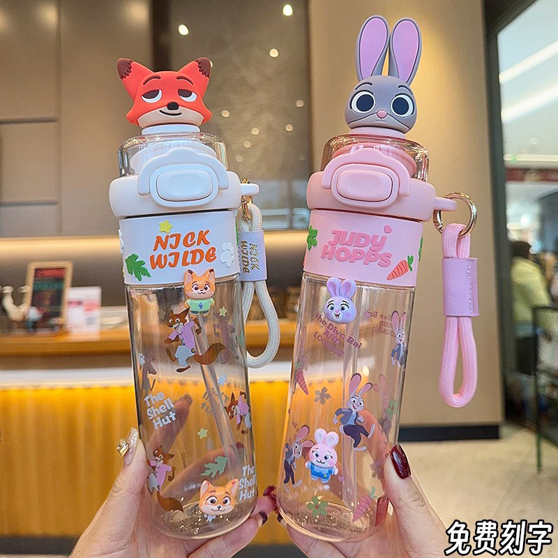 迪士尼儿童塑料tirtan吸管双饮杯