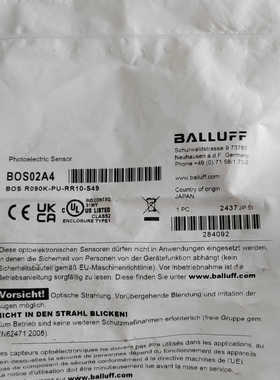 巴鲁夫BALLUFF反射型传感器BOS02A4 BOS R0议价