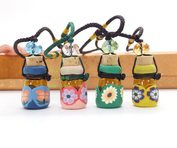 简约大方1ml直绑包口软陶香水瓶挂件精油瓶项链吊坠朱砂生日礼品