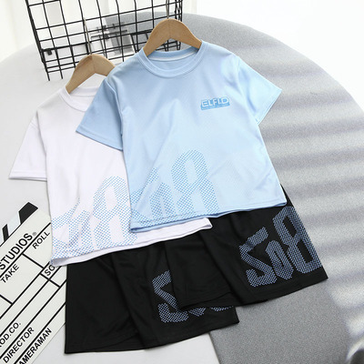 男童速干套装2026夏季新款短袖短裤儿童冰丝运动服休闲薄款两件套