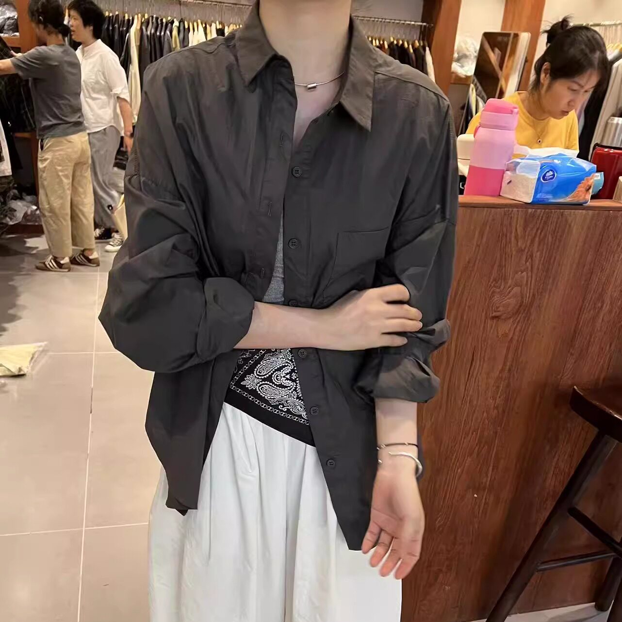 5senses+早春装休闲衬衫女褶皱新款爆韩版宽松衬衣中长款上衣1522