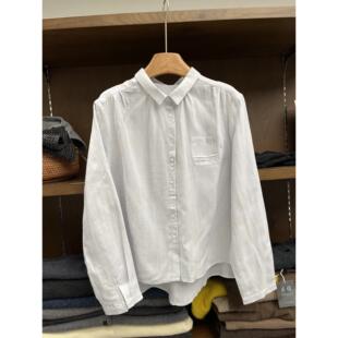 高级感轻奢苎麻天丝衬衣女8867春20适26季 简约 小领麻舒透气衬料衫