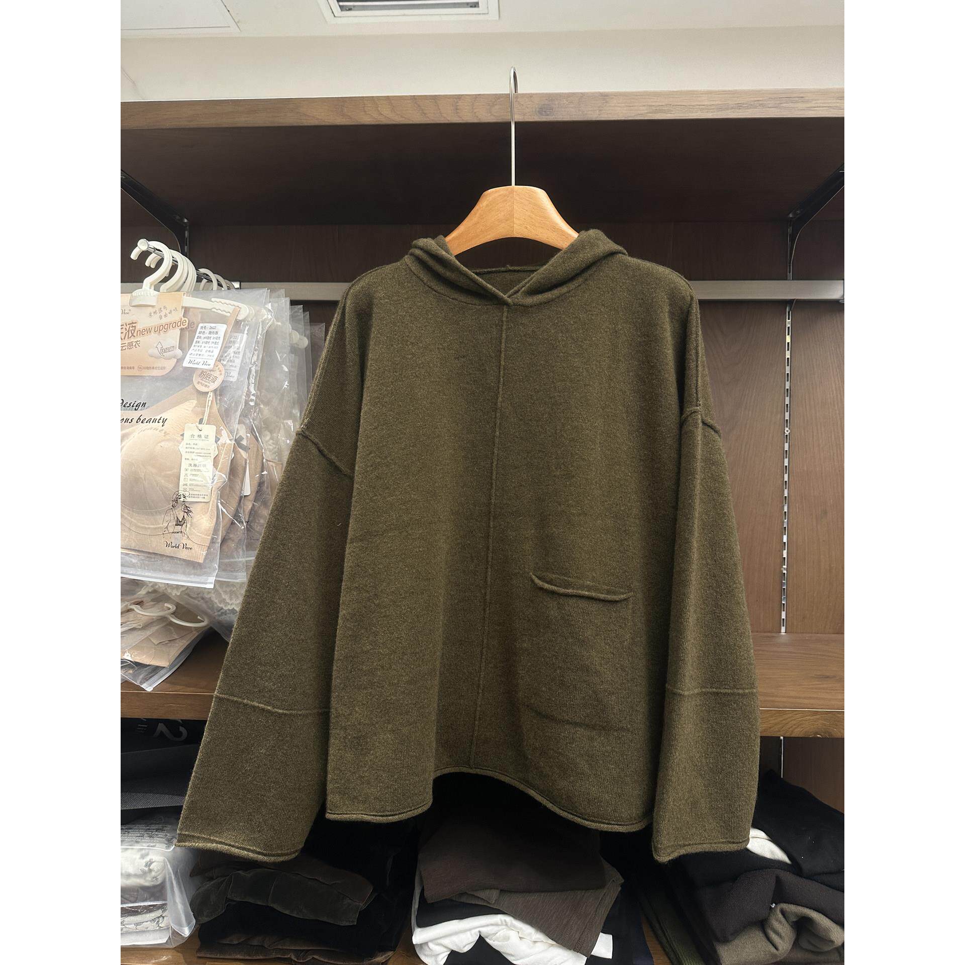 实体女装秋冬连帽毛衣宽松懒风针慵织内衫外穿搭百搭上衣新款气女