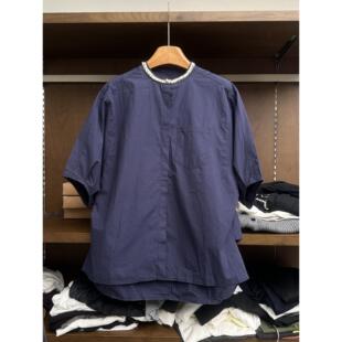 实体女装5senses+通勤夏季日系森系衬衫潮纯棉圆领花边前短后长上