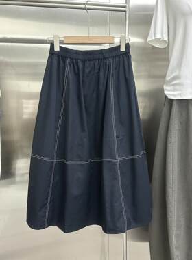 实体女装韩风版肉休闲慵懒明线A字半身裙潮202新款薄款透气6不挑