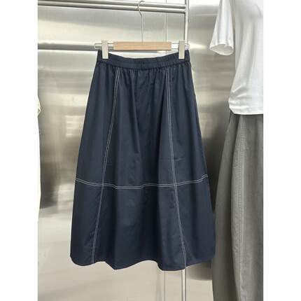实体女装韩风版肉休闲慵懒明线A字半身裙潮202新款薄款透气6不挑
