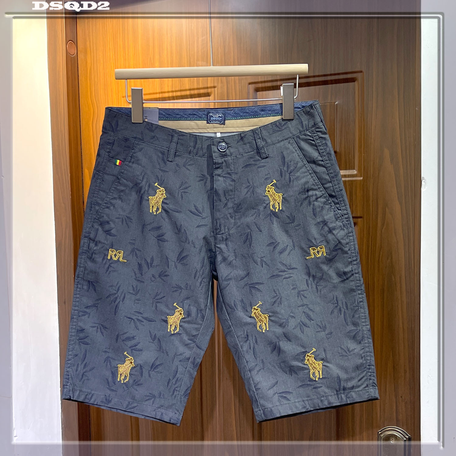 刺绣五分裤直筒绣花纯棉中裤男士