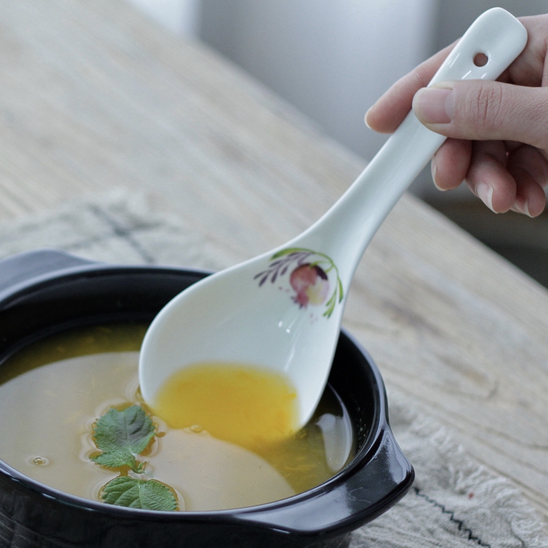 陶瓷汤勺稀粥厨用纯白大号包邮