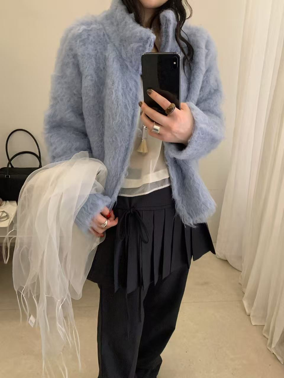 韩系高品质圈圈拉毛拉绒外套毛衣