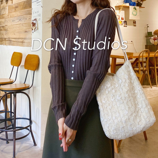 秋 打底衫 舒服好穿 bi入纸片人薄排扣羊毛长袖 不想脱 大吹女25