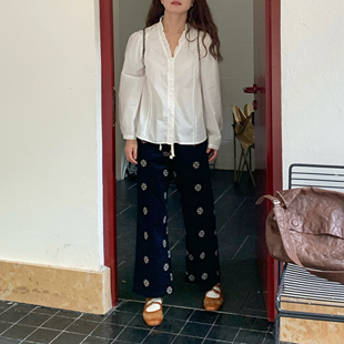 白衬衫 大吹女DCN 宫廷风镂空长袖 复古木耳领法式 呼吸氧气感