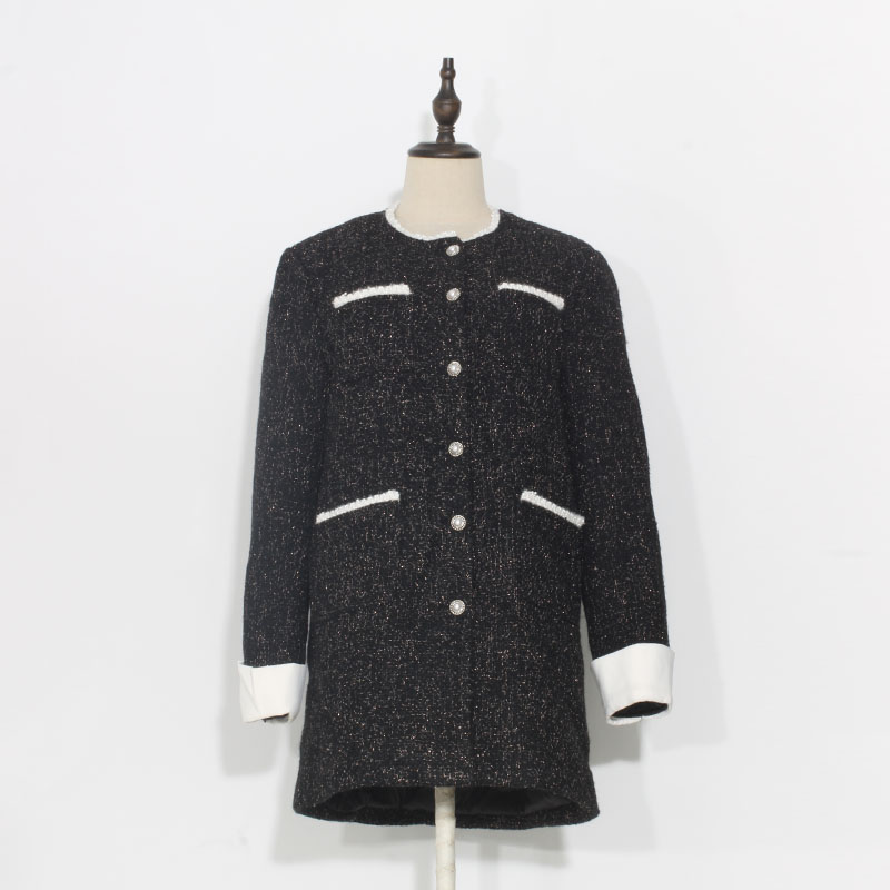 2025春秋新款小香风羽绒服女白鸭绒法式感轻奢中长款边珠外套大衣