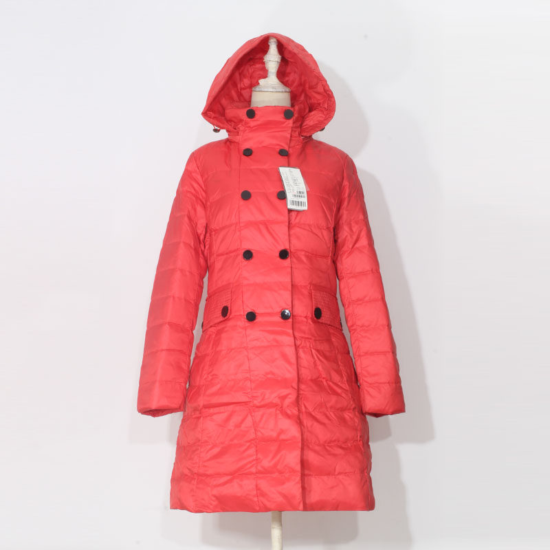 退件次品高端大牌羽绒服女中长款带帽时尚洋气小个子修身收腰显瘦
