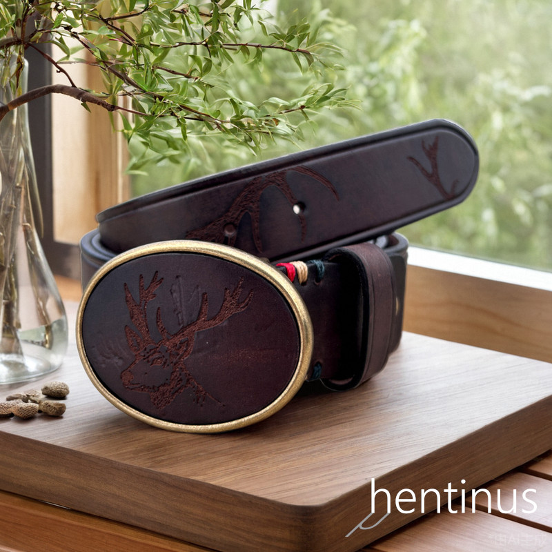 激光雕刻美式风腰带头层牛皮植鞣皮带男真皮复古休闲潮流裤带