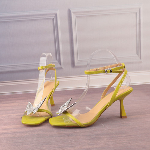 真皮羊皮垫蝴蝶结细高跟一字凉鞋