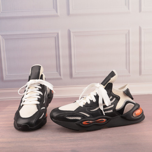 拼色牛皮织物男女同款老爹鞋