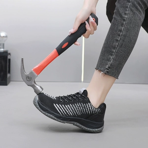 Тканевая ткани с цветовой заблокированной шнуркой стальной носок Loafer Women's Work Shouse Мужская обувь на открытая рабочая обувь x71-1