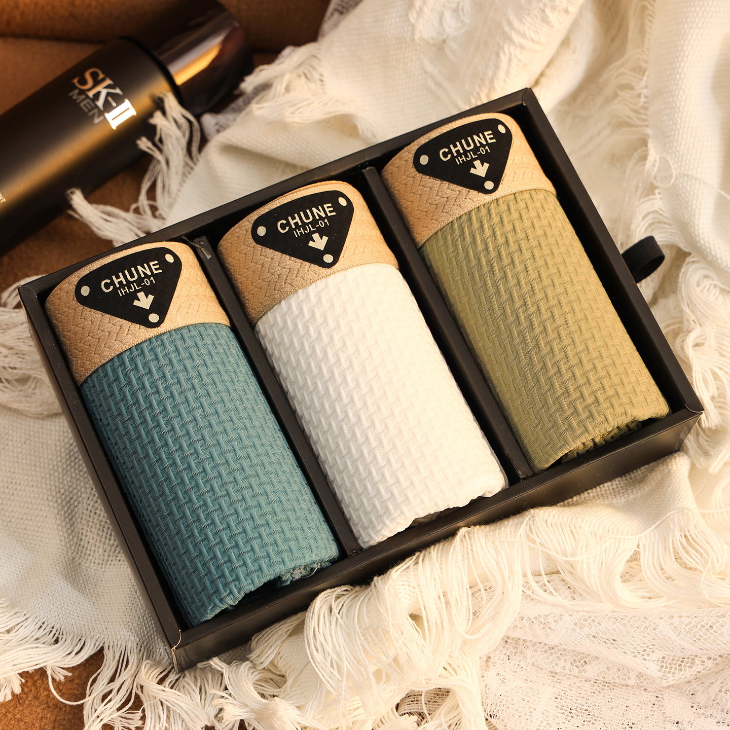 男士内裤男款冰丝四角短裤2025新款夏季薄款透气高档礼盒装平角裤