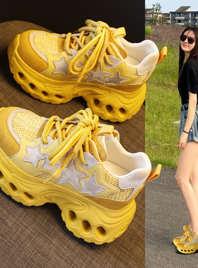 83339-1厚底内增高网面老爹鞋女2026春季新款松糕显瘦运动休闲鞋