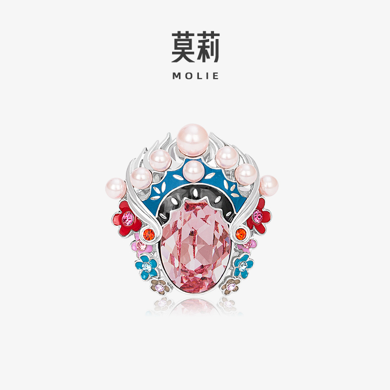 莫莉原创设计花旦脸谱中国风戒指