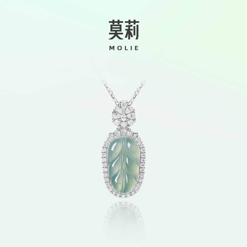 莫莉新中式蓝水翡翠银项链