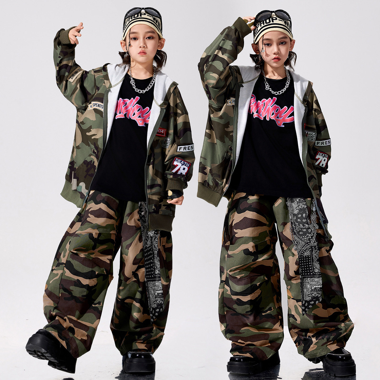 儿童街舞潮服男童嘻哈hiphop炸街酷帅演出服少儿架子鼓元旦表演服