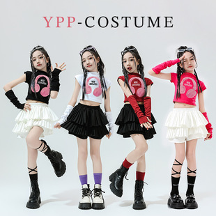 女童爵士舞服装jazz潮服少儿露脐走秀套装女孩街舞舞蹈练功表演服