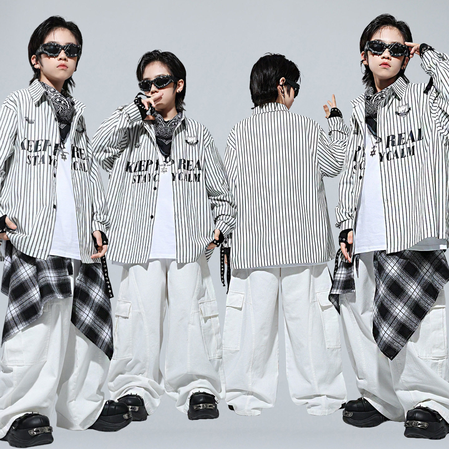 街舞儿童潮服男女童套装走秀演出服嘻哈hiphop舞蹈爵士舞表演服装