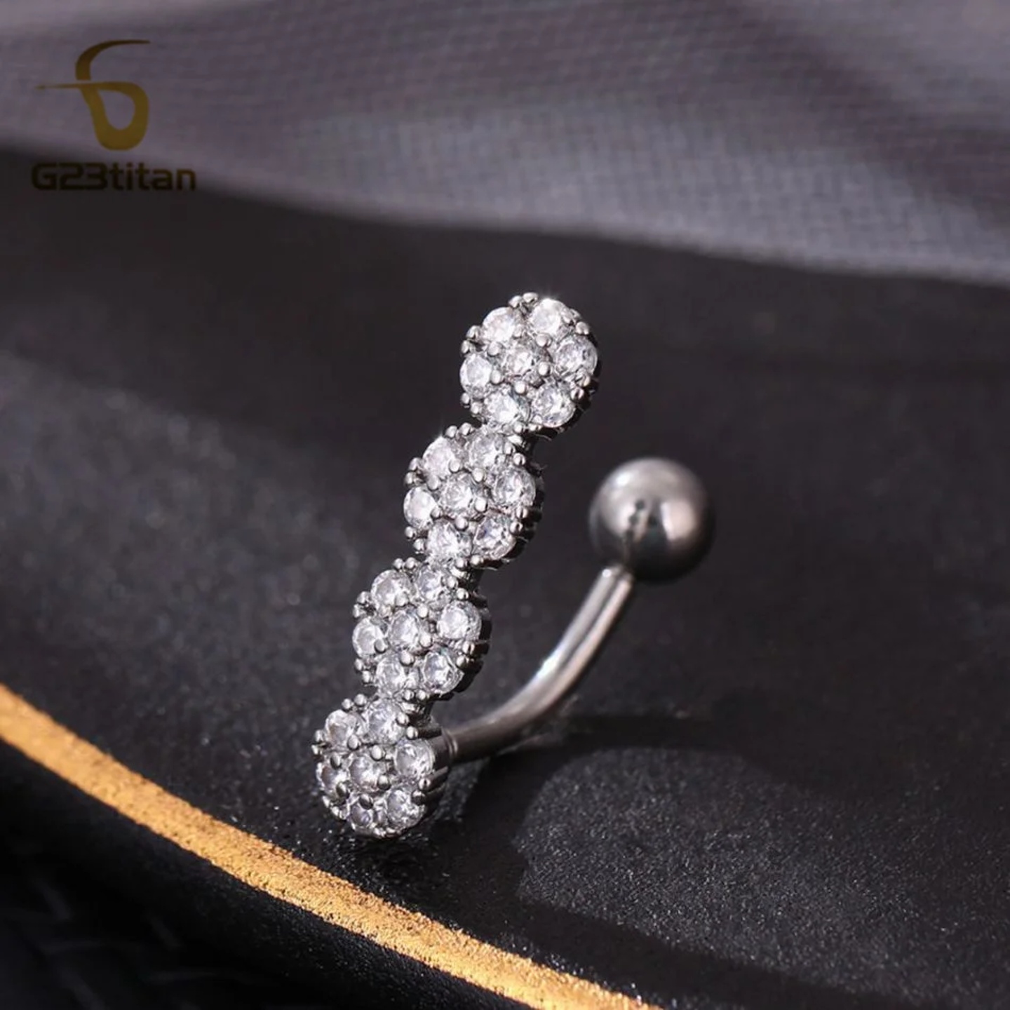 Crystal Flowers Reverse Belly Button Rings 14G Surgical Tit