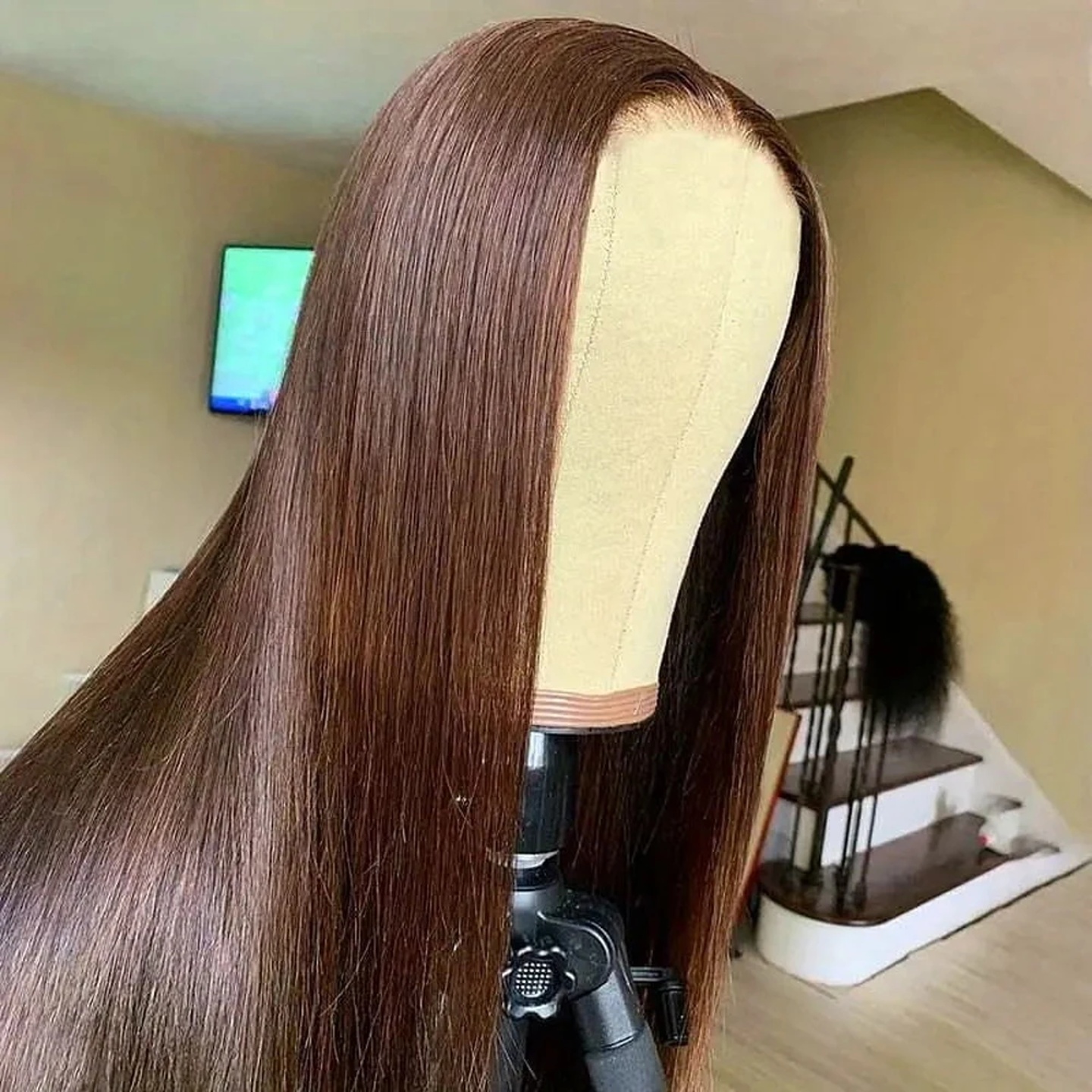 13x4 Chocolate Brown Long Straight Lace Front Wigs For Blac