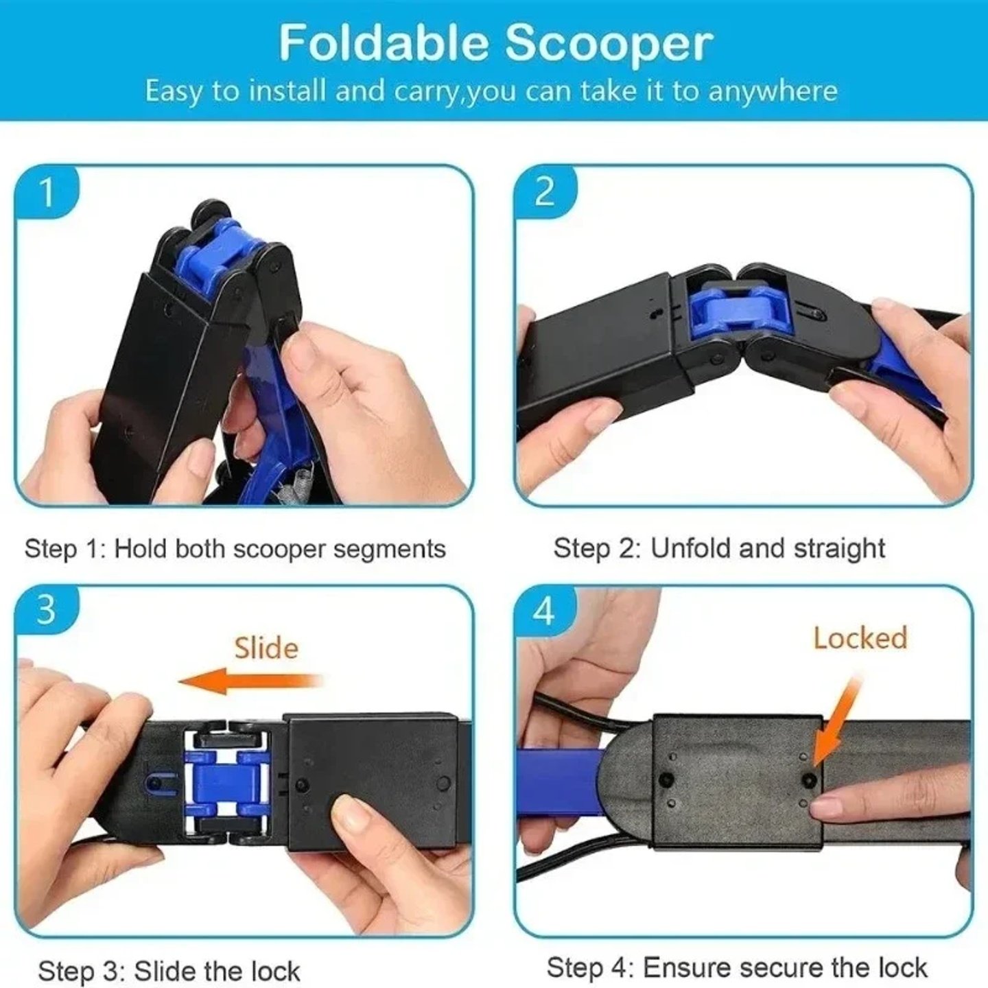 Dog Poop Grabber Pooper Scooper Long Handle Large Folding D