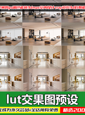 lut预设效果图ps调色滤镜3dmax室内设计vray渲染3d后期酷家乐素材
