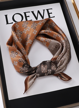 绿色春秋夏季百搭桑蚕丝丝巾女小方巾装饰真丝礼品小围巾薄款领巾