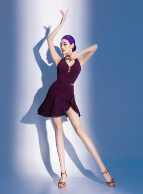 CONNY新款拉丁舞服装女日常跳舞蹈练功服挂脖吊带上衣半身裙套装