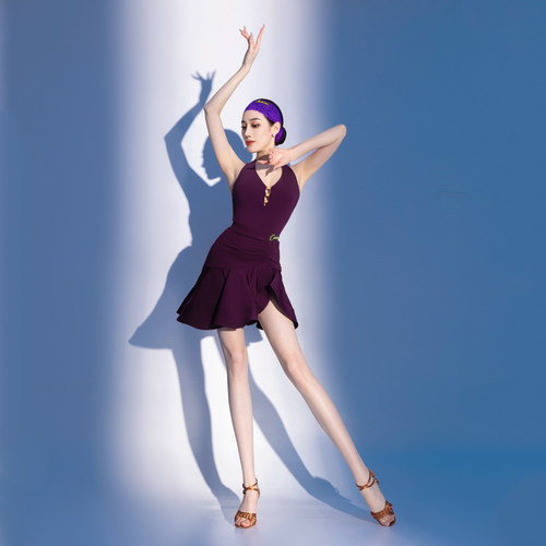 CONNY新款拉丁舞服装女日常跳舞蹈练功服挂脖吊带上衣半身裙套装