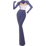 CONNY成人拉丁舞蹈服装女练功形体长裤子微喇叭吊带上衣长袖披肩