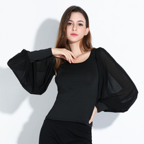 Conny Dance Top Lantern Sleeve mesh Latin dance dress practice clothes national standard modern dance top female dance
