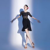 康尼拉丁舞服下装 女士跳舞蹈练功半身裙摩登国标舞裙子带底裤 黑色