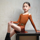 CONNY康尼拉丁舞服女儿童跳舞蹈练功演出服连体上衣长袖 流苏裙子