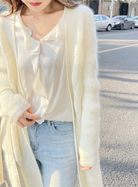 KING 21秋 绝美真丝小众别致上衣设计感白色衬衫 很仙的上衣 超仙