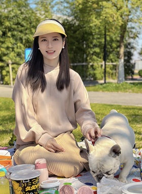 King studios 23春新款软fufu圆领套头卫衣 慵懒oversize通勤百搭