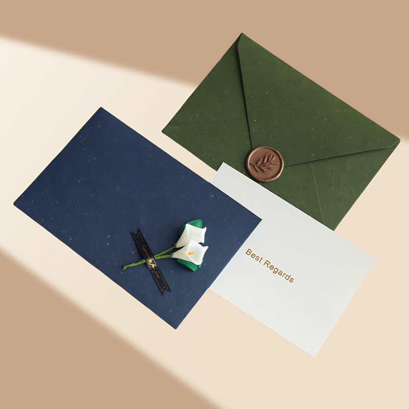 10枚草坪森系婚礼信封请柬用艺术纸复古风婚礼高级感信封留言卡墙
