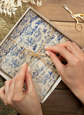 复古手账素材纸清新浪漫礼品包装纸渐变蓝色文艺海洋风半透diy