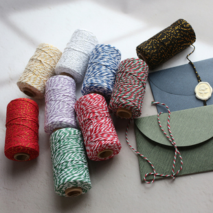 节日手工DIY彩色棉线绳装饰包装金丝春节年货礼盒礼品包装绳